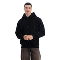 Erkek Siyah Kapüşonlu Kanguru Cepli Basic Sweatshirt Hoodie