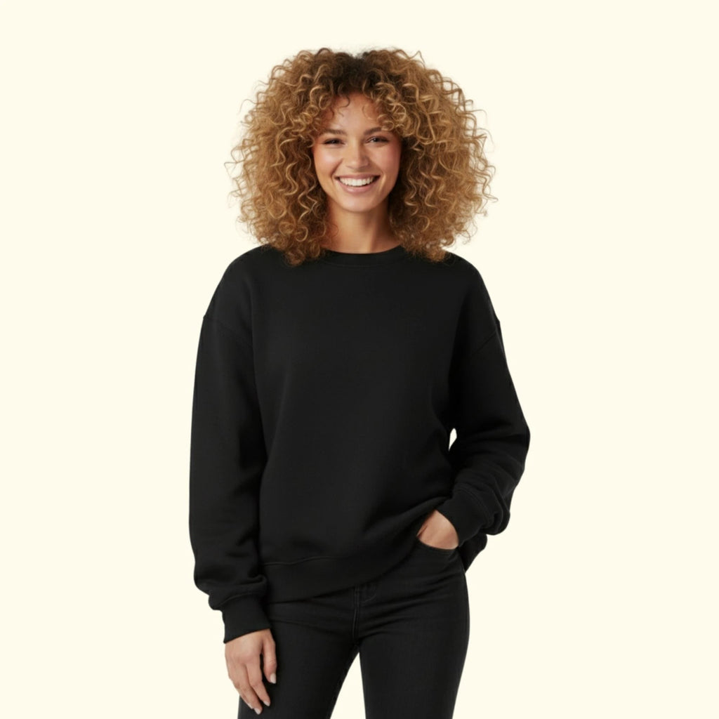 Kadın Siyah Oversize Salaş Basic Sweatshirt