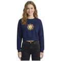 Kadın Lacivert Solar Nakış Detaylı Crop Regular Fit Sweatshirt