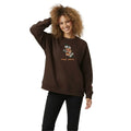 Kadın Kahverengi Books Nakış Detaylı Oversize Sweatshirt