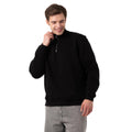 Erkek Siyah Yarım Fermuarlı Yakalı Rahat Kalıp Sweatshirt