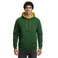 Erkek Yeşil Kontrast Kapüşonlu Çift Bağcıklı Regular Fit Sweatshirt