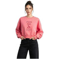 Kadın Pembe Strong Nakış Detaylı Crop Oversize Sweatshirt
