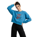 Kadın Petrol Darling Nakış Detaylı Crop Oversize Sweatshirt