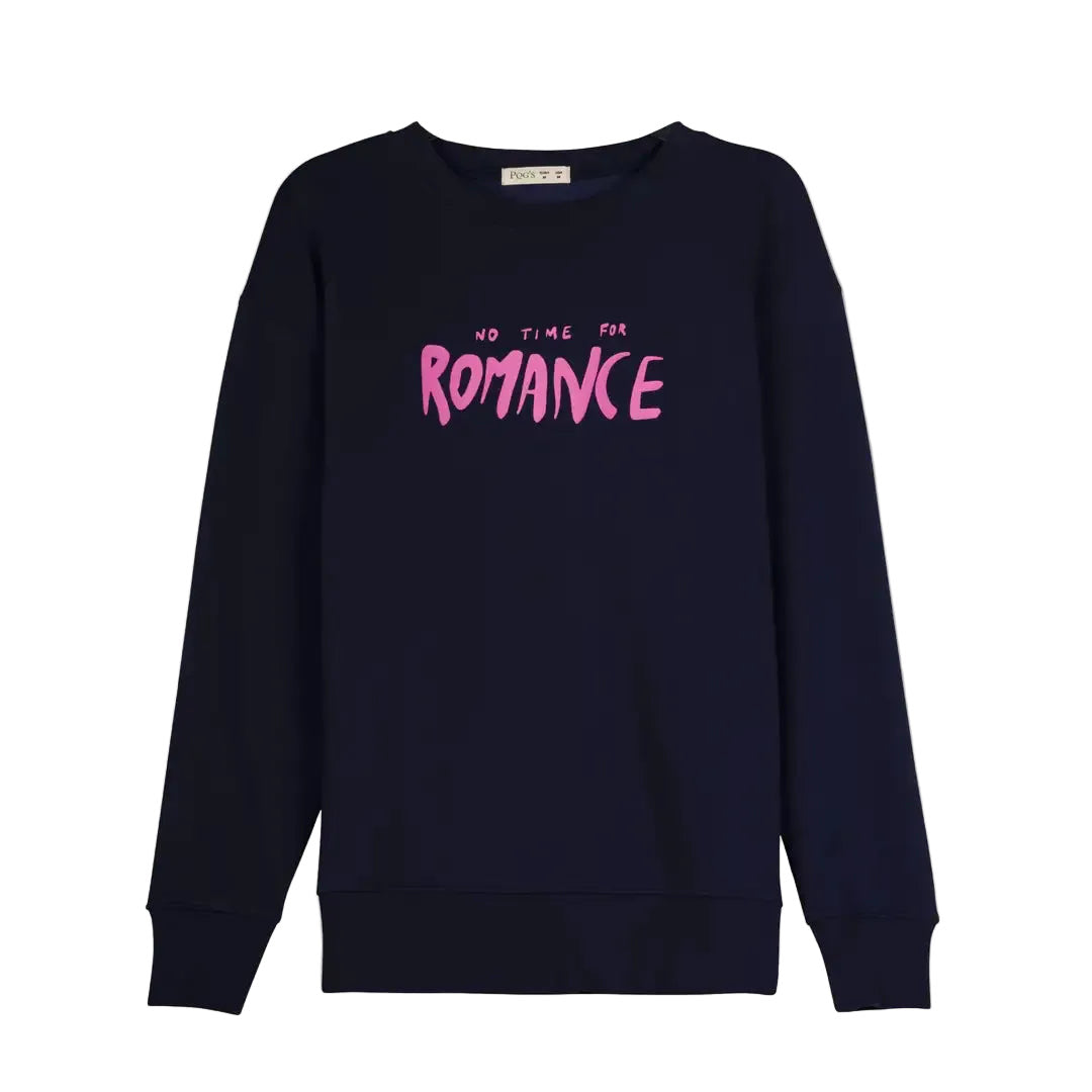 Kadın Lacivert Romance Sloganlı Baskılı Oversize Sweatshirt - 3