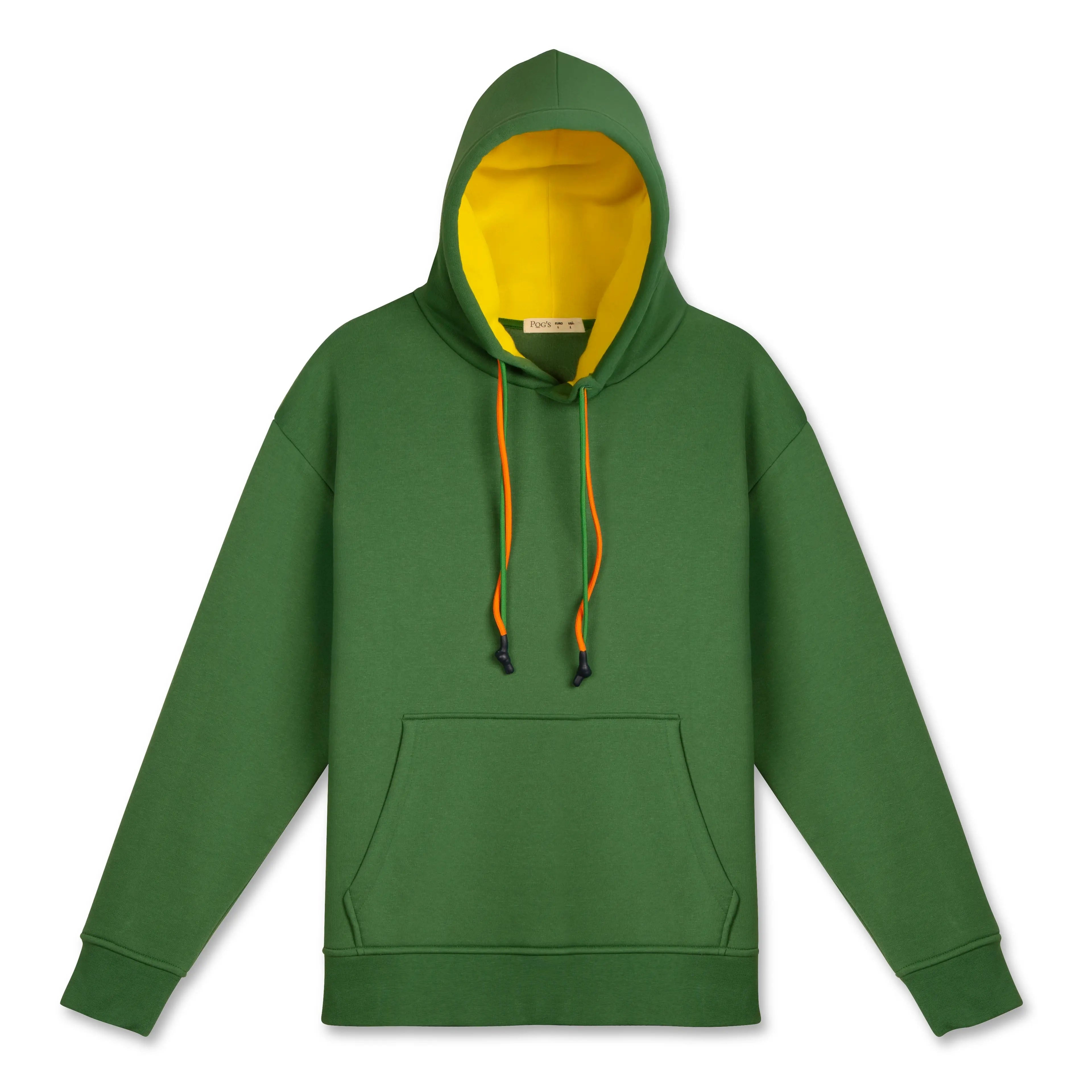Erkek Yeşil Kontrast Kapüşonlu Çift Bağcıklı Regular Fit Sweatshirt - 3