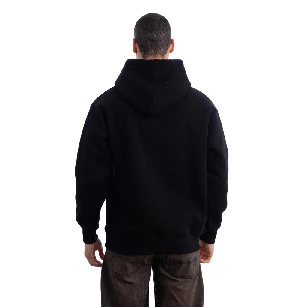 Erkek Siyah Kapüşonlu Kanguru Cepli Basic Sweatshirt Hoodie - 3