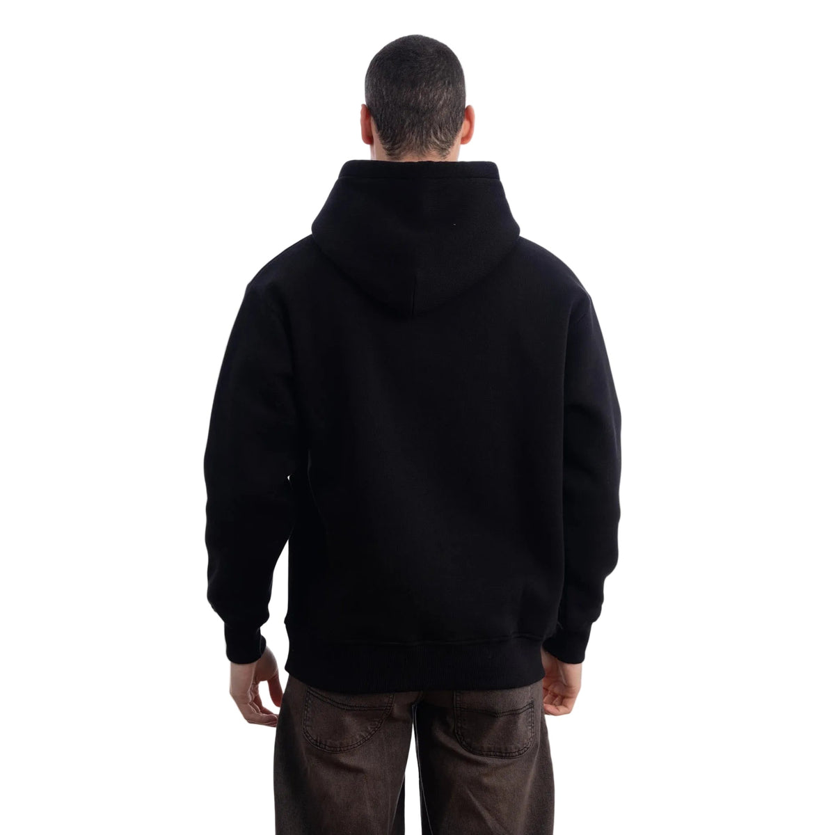 Erkek Kapüşonlu Kanguru Cepli Basic Sweatshirt Hoodie - Siyah