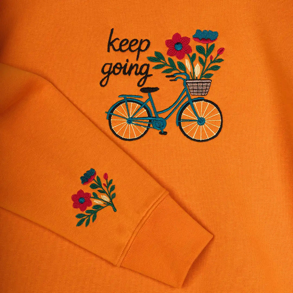 Kadın Turuncu Balance Nakış Detaylı Oversize Sweatshirt - 3