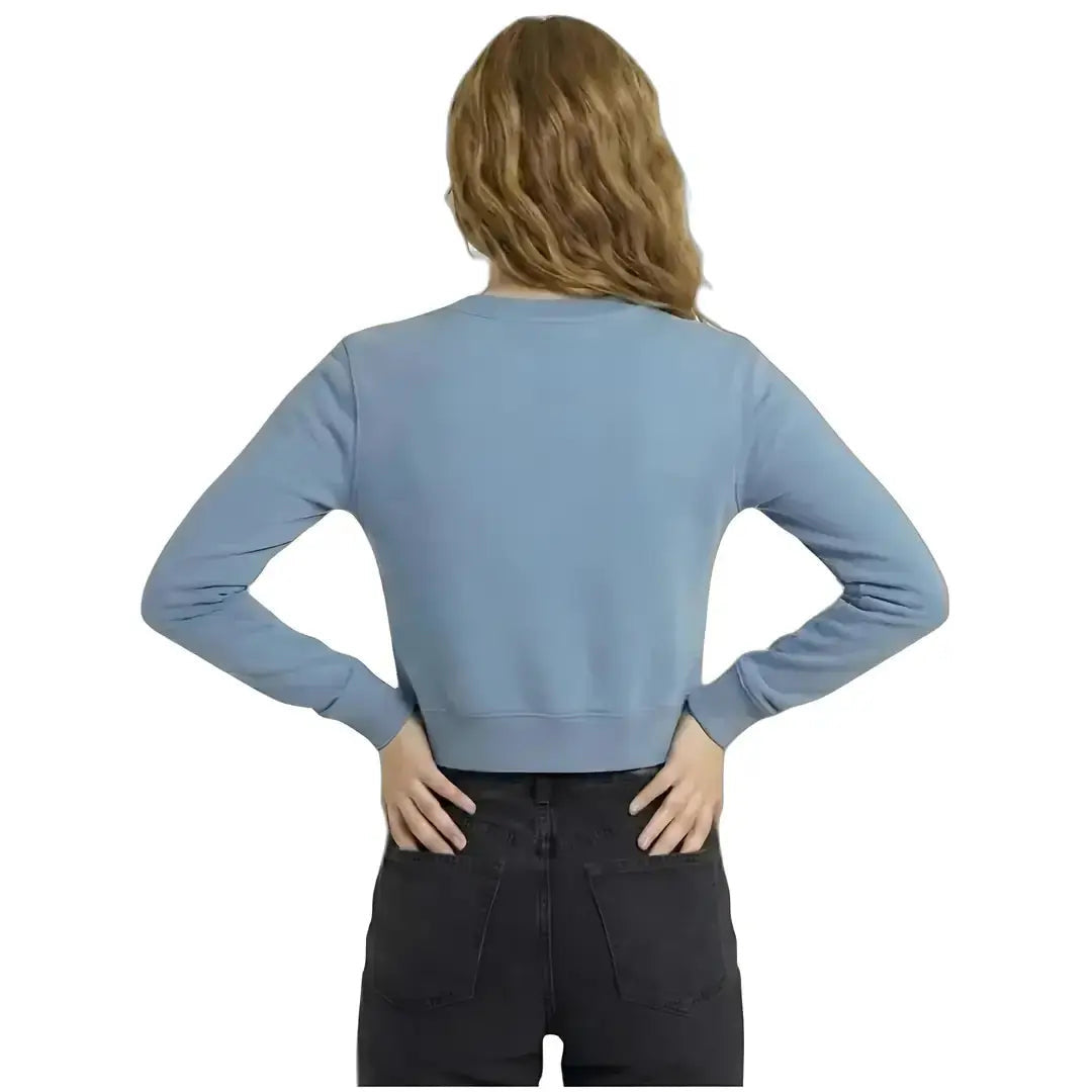 Kadın Bebe Mavi Reef Deniz Nakışlı Crop Regular Fit Sweatshirt - 3
