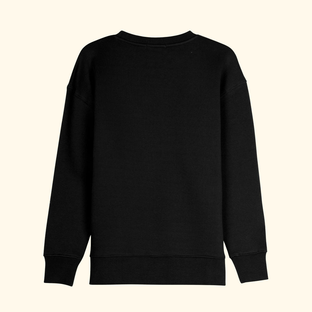 Kadın Siyah Oversize Salaş Basic Sweatshirt - 4
