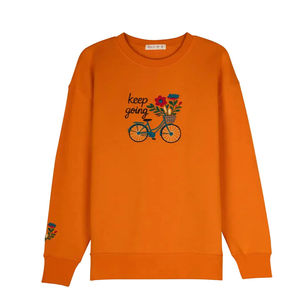 Kadın Turuncu Balance Nakış Detaylı Oversize Sweatshirt - 4