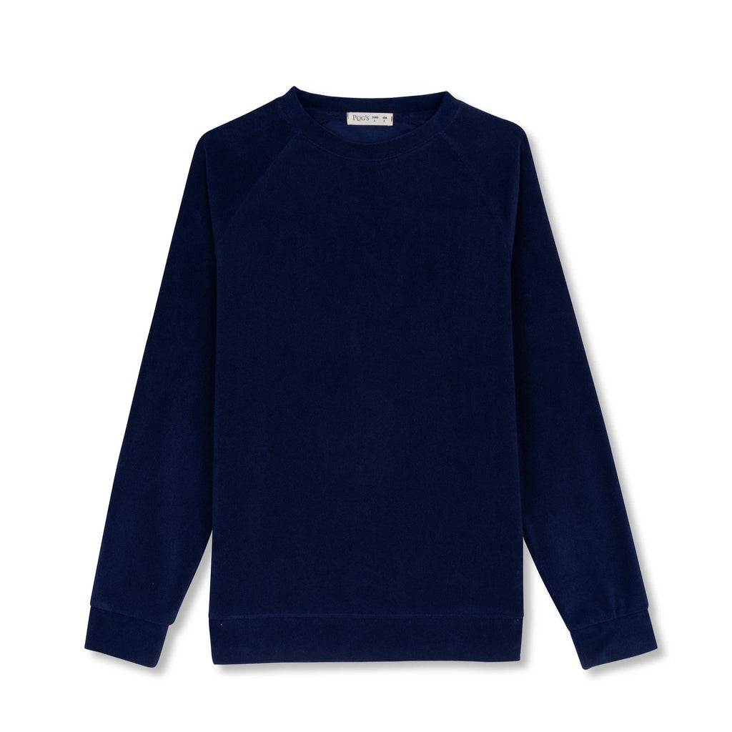 Erkek Lacivert Havlu Kumaş Regular Fit Sweatshirt - 4