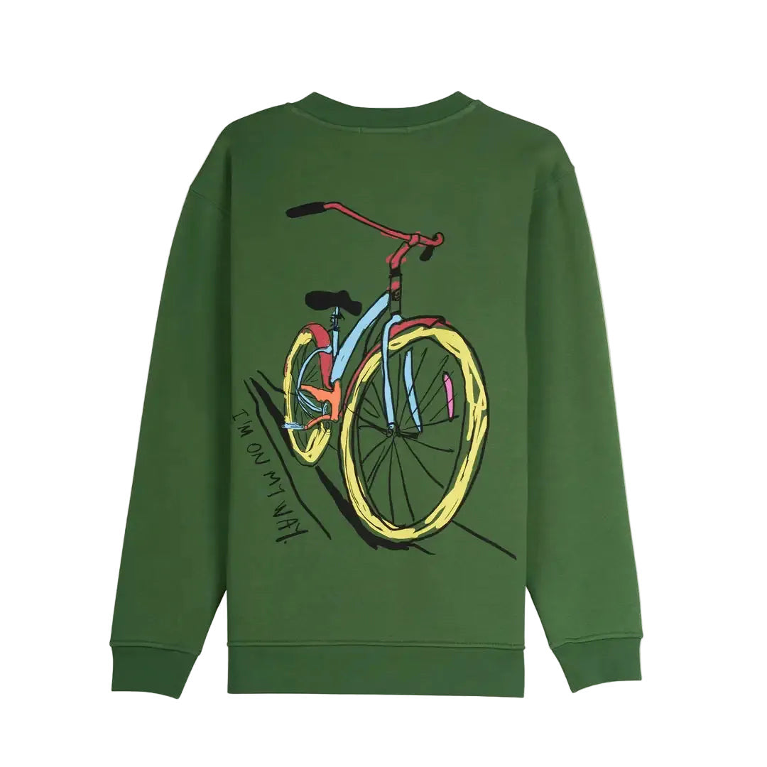 Erkek Yeşil Bicycle Baskılı Regular Fit Sweatshirt - 4
