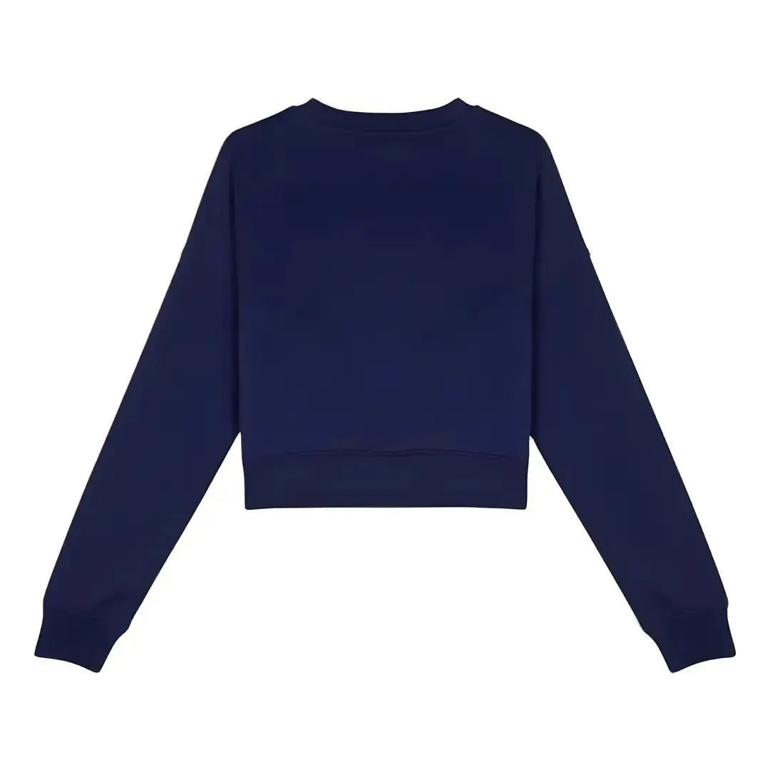 Kadın Lacivert Solar Nakış Detaylı Crop Regular Fit Sweatshirt - 5