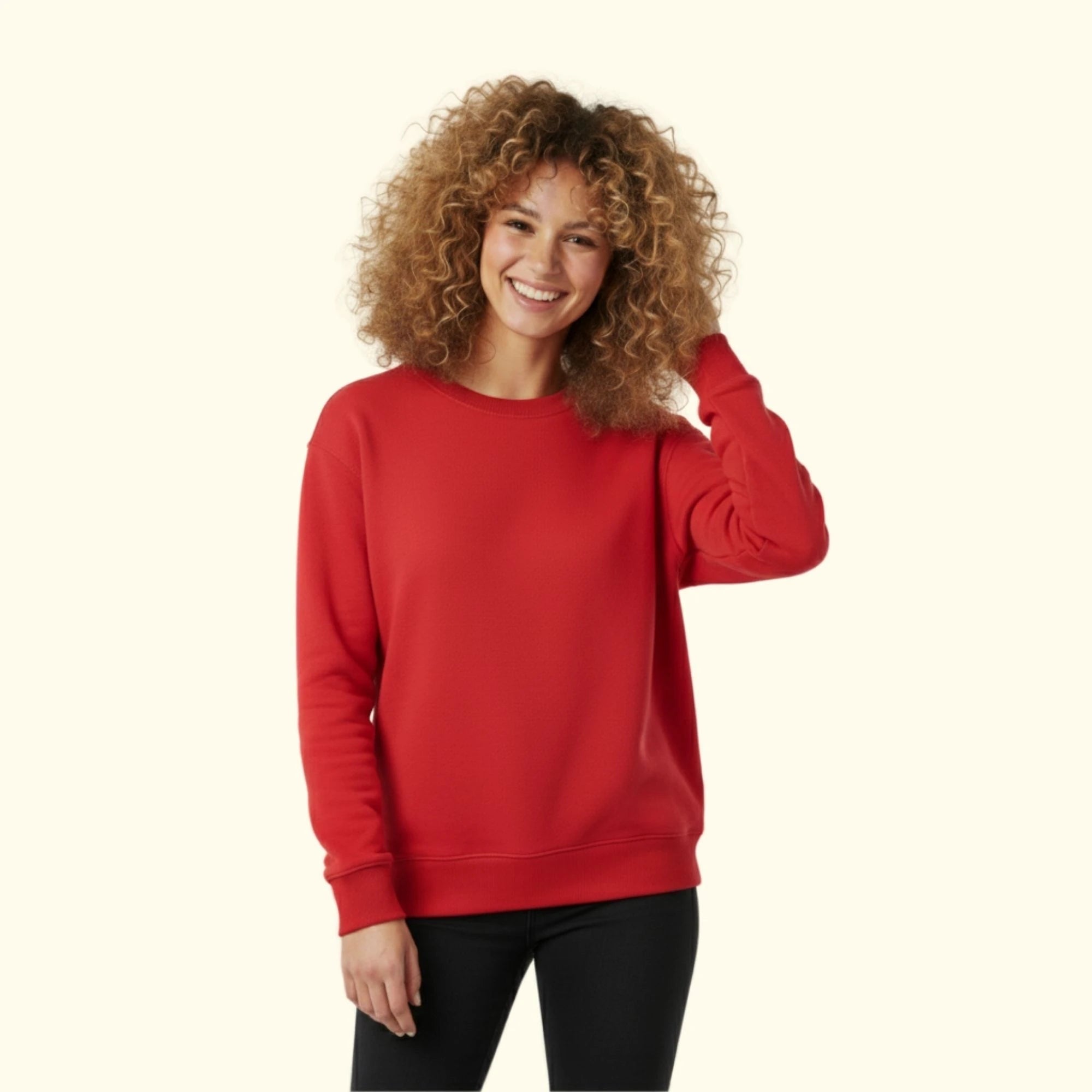 Kadın Kırmızı Oversize Salaş Basic Sweatshirt