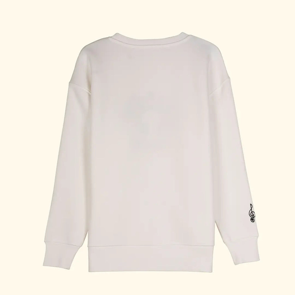 Kadın Beyaz Music Nakış Detaylı Oversize Sweatshirt - 5