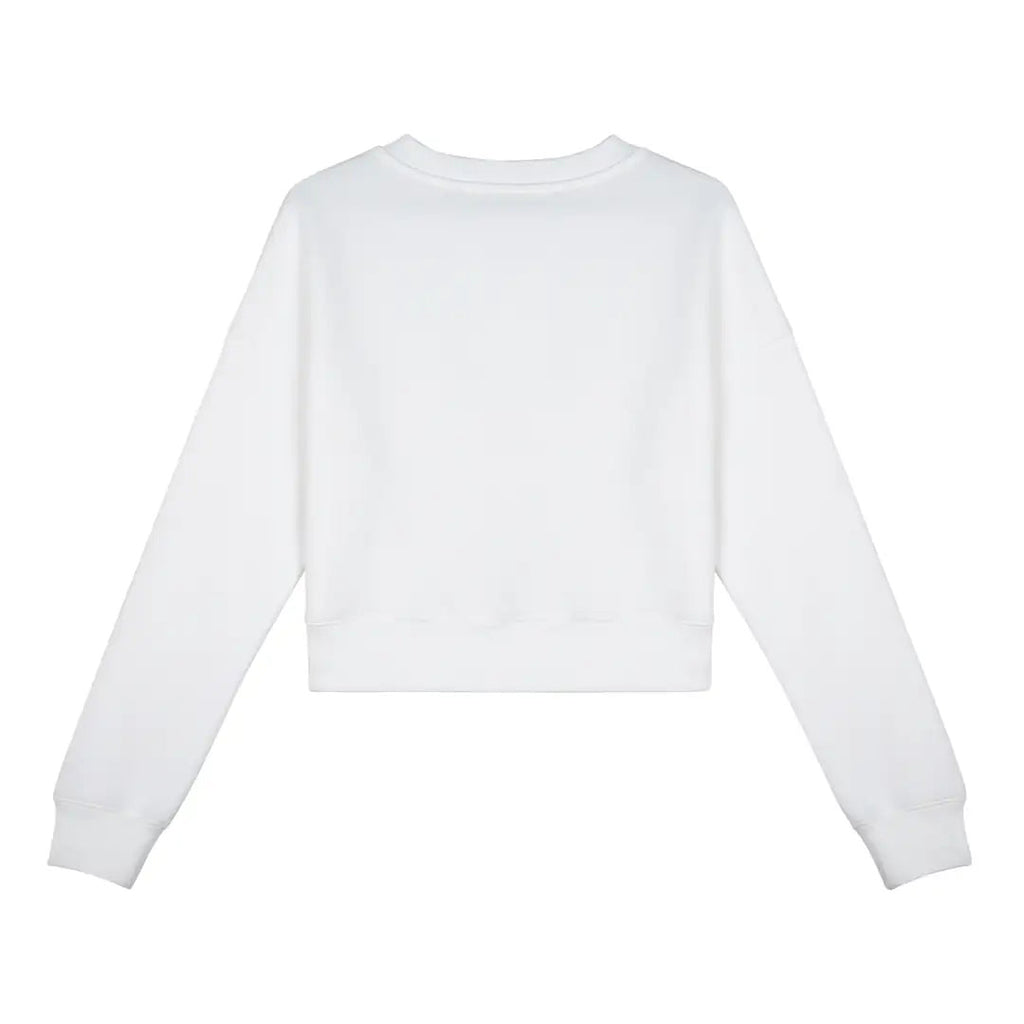 Kadın Beyaz Queen Nakış Detaylı Crop Regular Fit Sweatshirt - 5