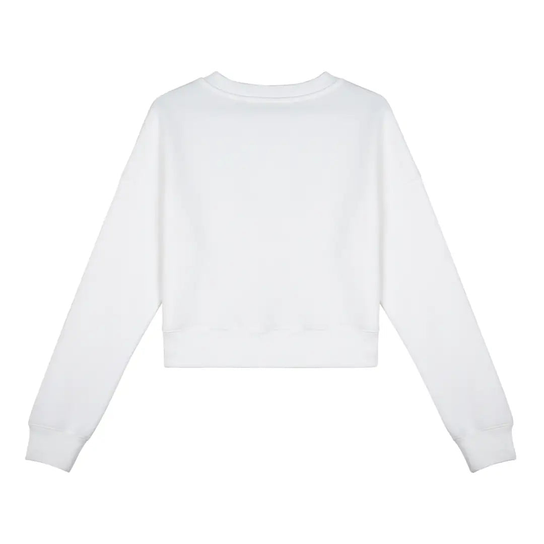Kadın Beyaz Queen Nakış Detaylı Crop Regular Fit Sweatshirt - 5