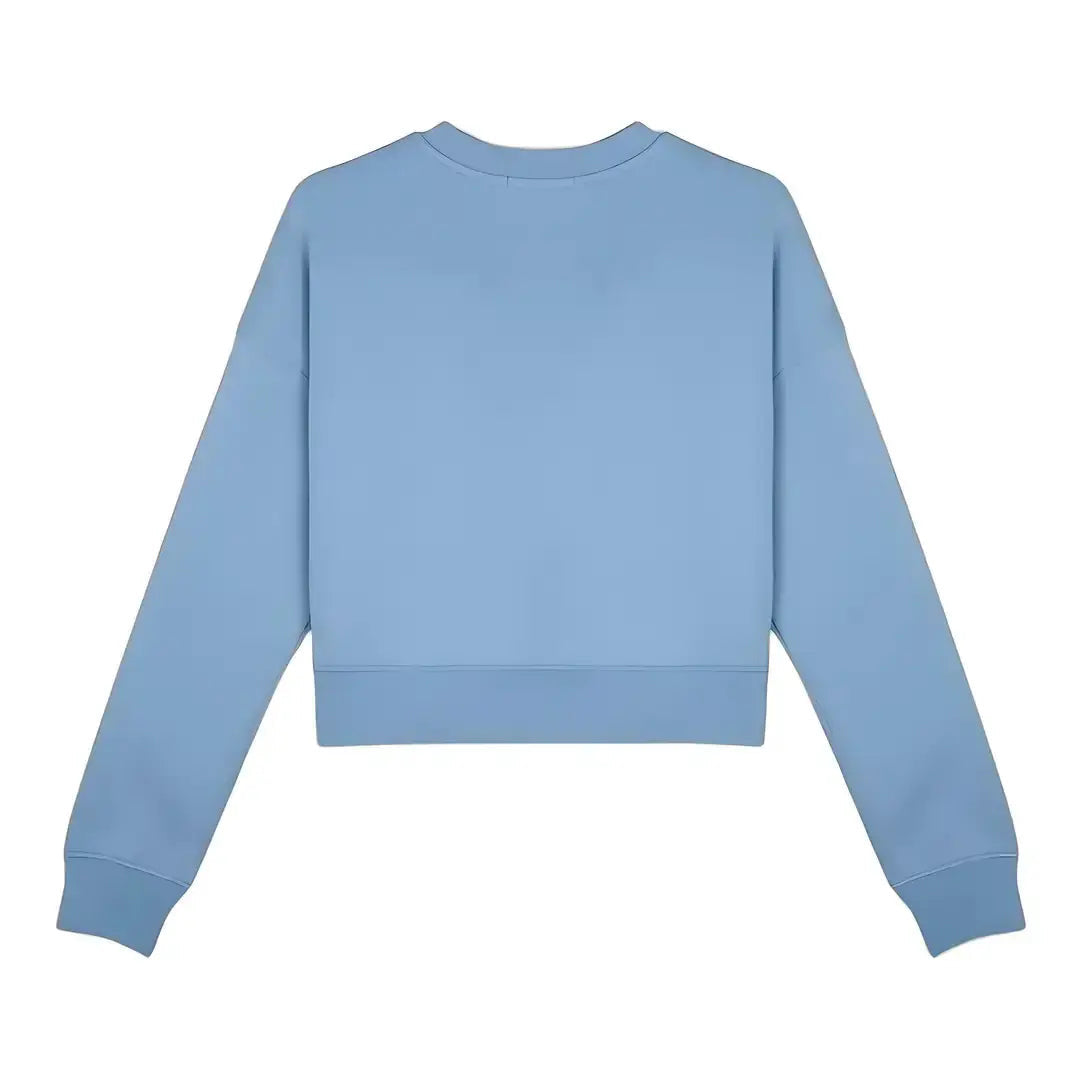 Kadın Bebe Mavi Reef Deniz Nakışlı Crop Regular Fit Sweatshirt - 5