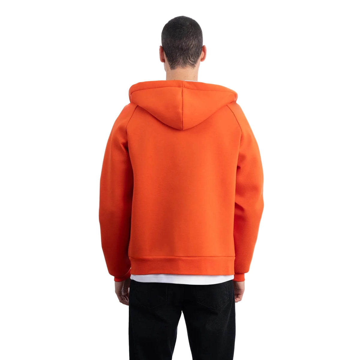 Erkek Su İtici Kapüşonlu Flok Sweatshirt Ceket - Oranj