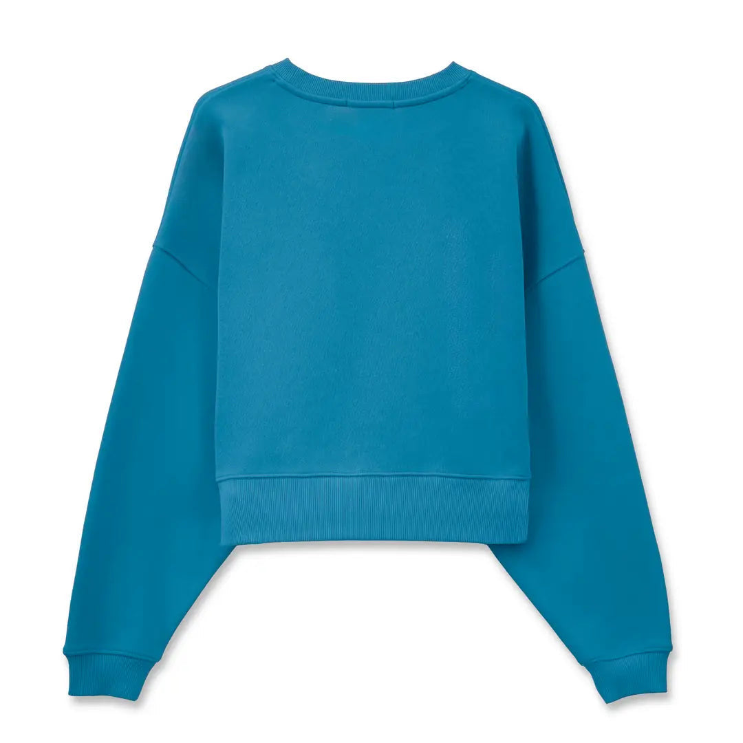 Kadın Petrol Darling Nakış Detaylı Crop Oversize Sweatshirt - 5