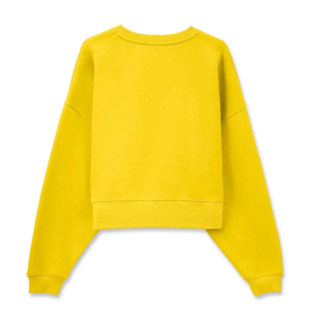 Kadın Sarı Shine Nakış Detaylı Crop Oversize Sweatshirt - 5