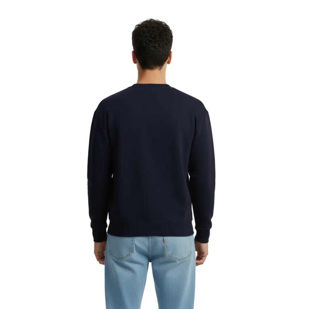 Erkek Lacivert Yellow Bird Baskılı %100 Pamuk Regular Fit Sweatshirt - 5