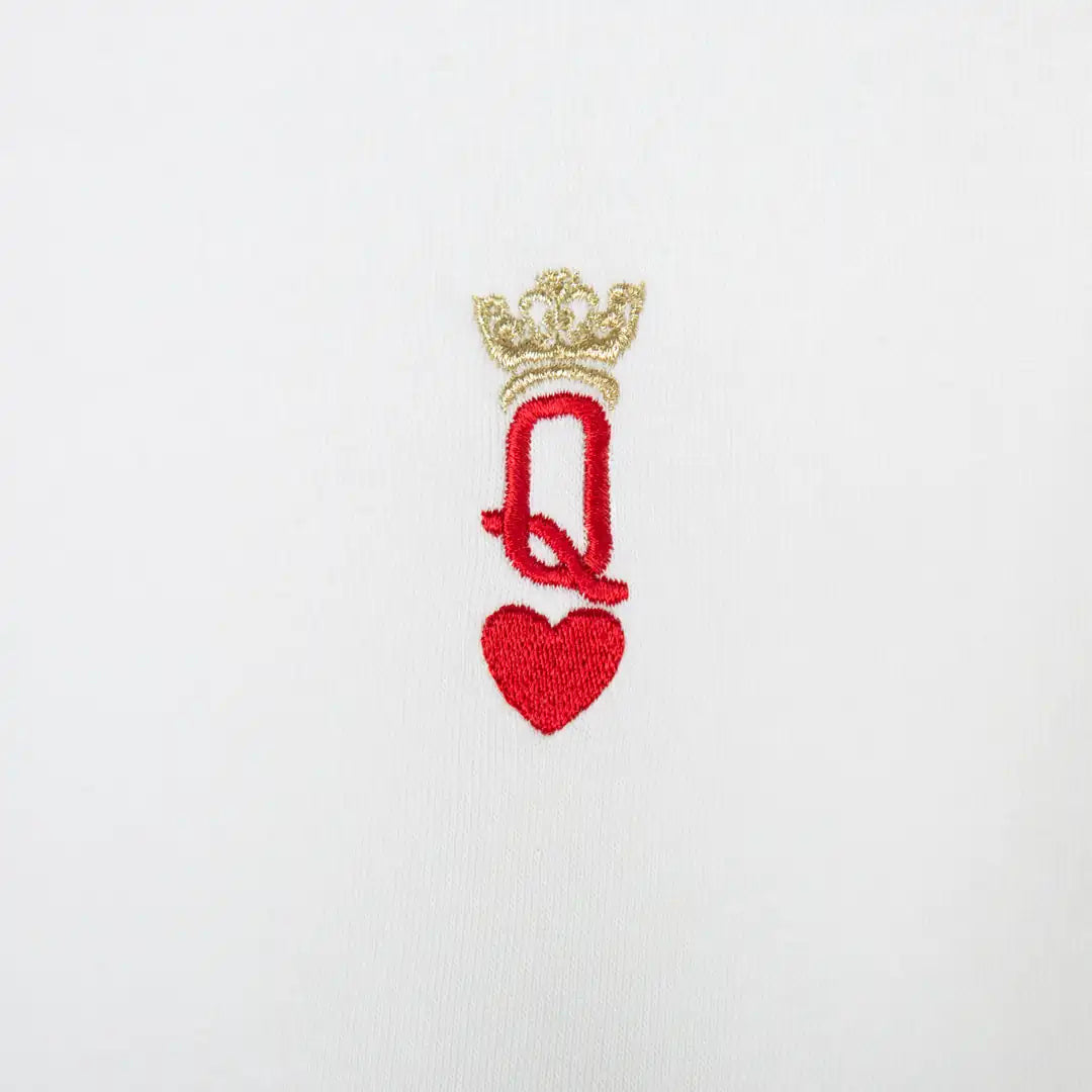 Kadın Beyaz Queen Nakış Detaylı Crop Regular Fit Sweatshirt - 6