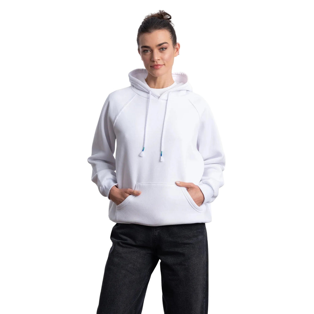 Kadın Beyaz Kapüşonlu Salaş Hoodie Sweatshirt