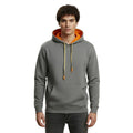 Erkek Gri Kontrast Kapüşonlu Çift Bağcıklı Regular Fit Sweatshirt