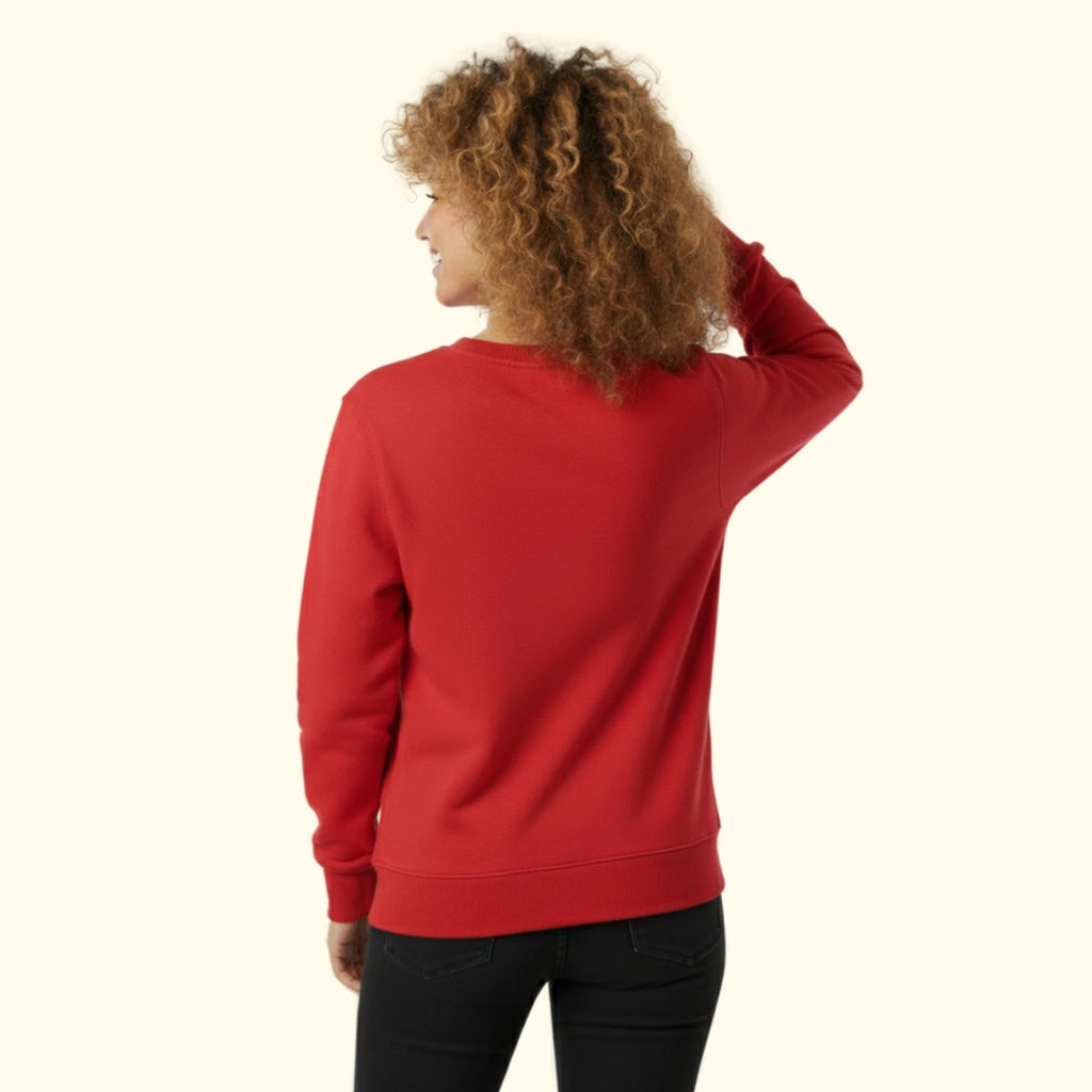 Kadın Kırmızı Oversize Salaş Basic Sweatshirt - 2