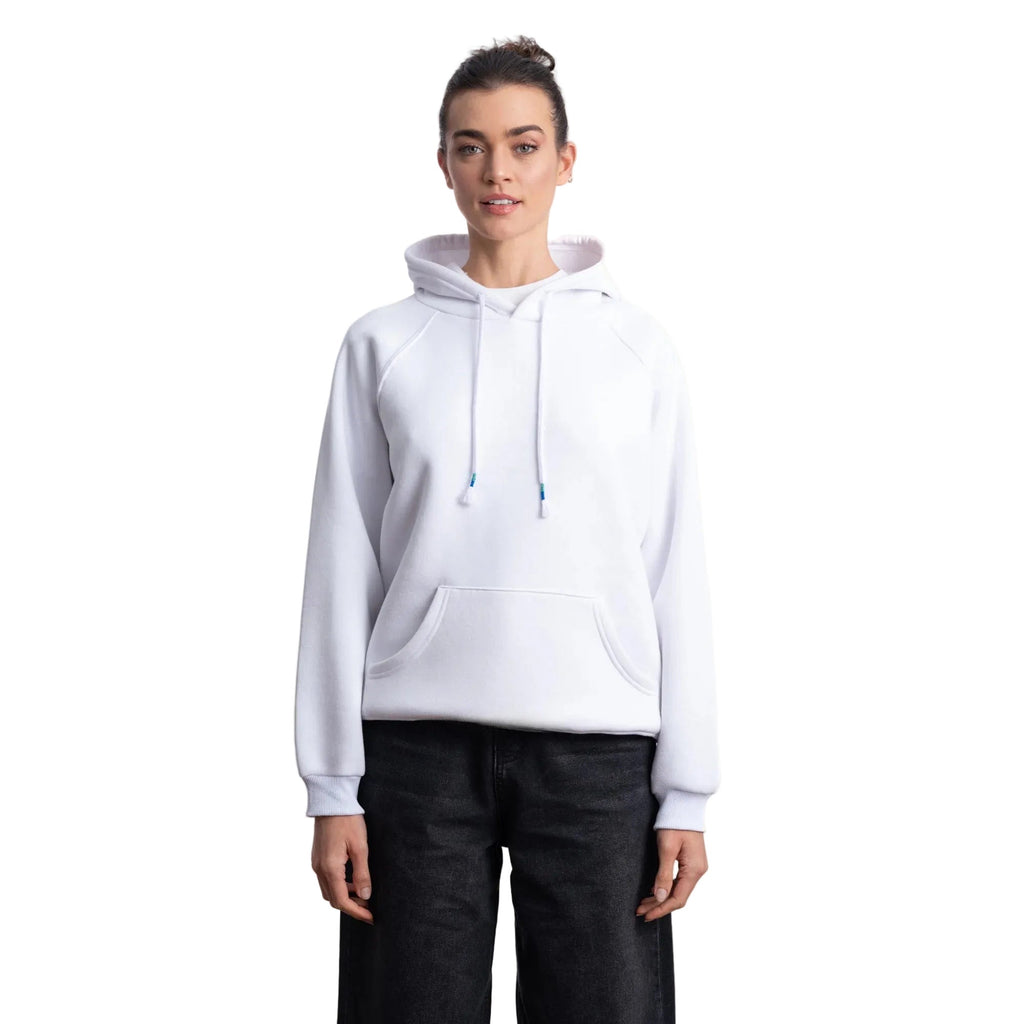 Kadın Beyaz Kapüşonlu Salaş Hoodie Sweatshirt - 2