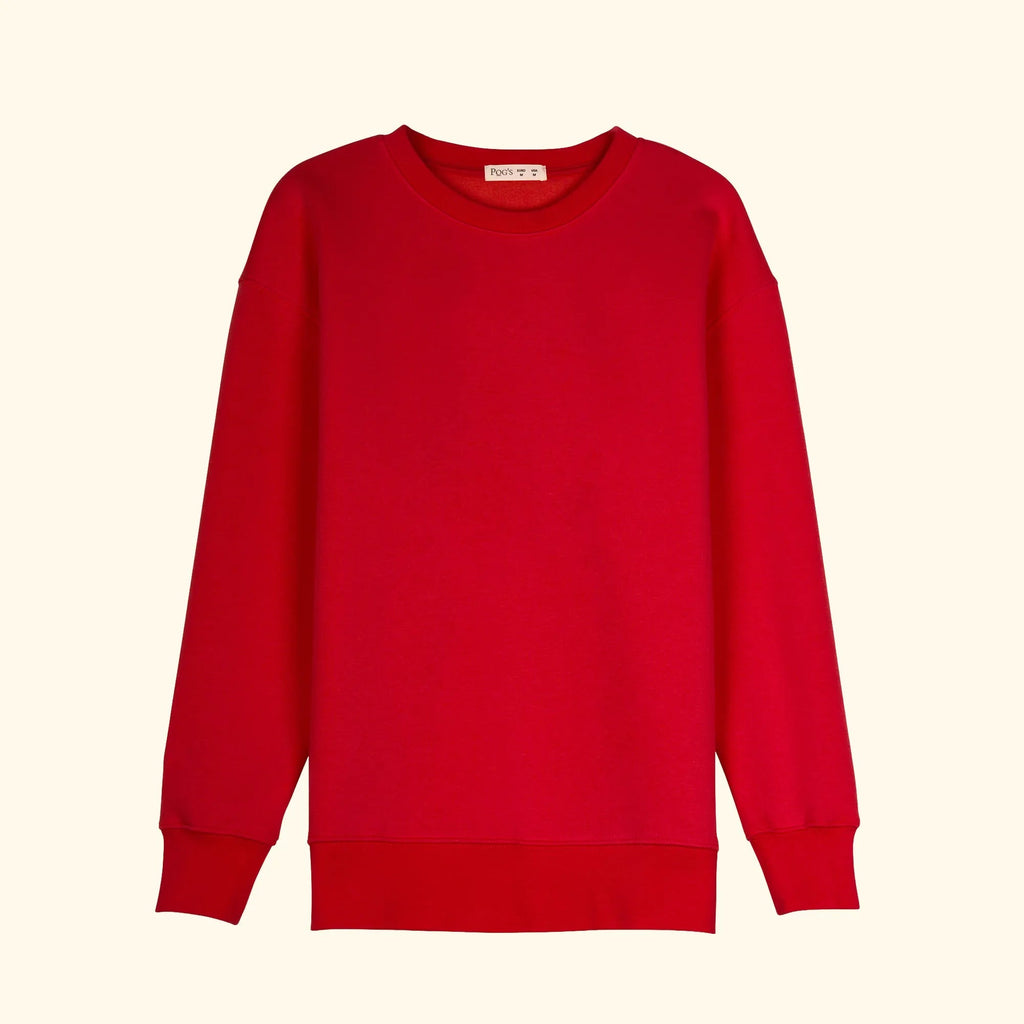 Kadın Kırmızı Oversize Salaş Basic Sweatshirt - 3