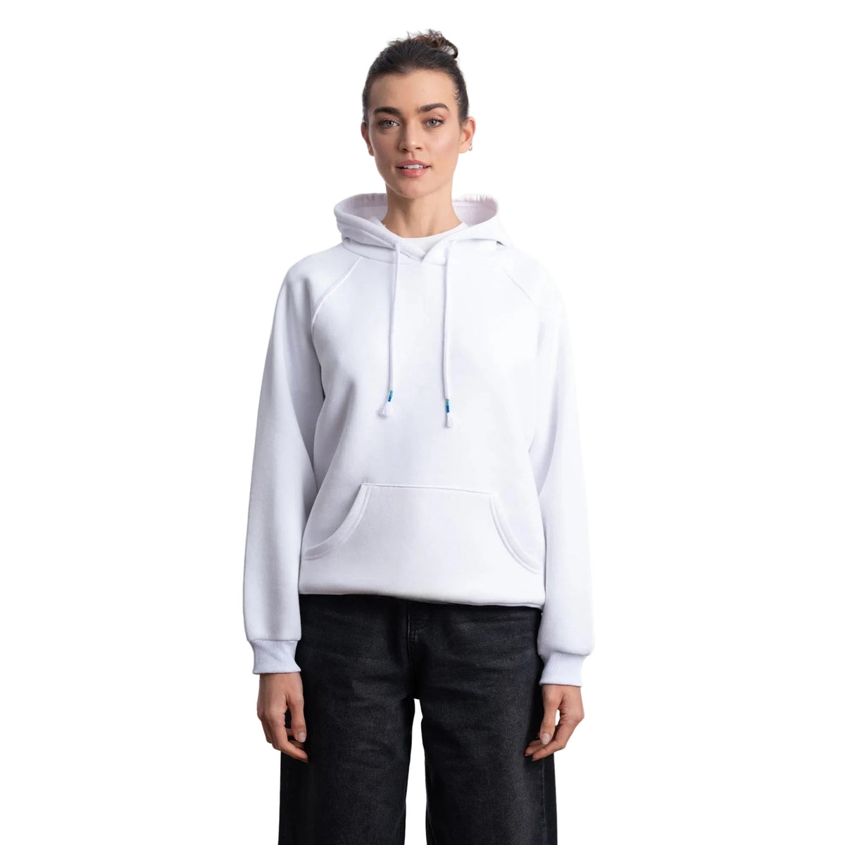 Kadın Kapüşonlu Salaş Hoodie Sweatshirt - Beyaz