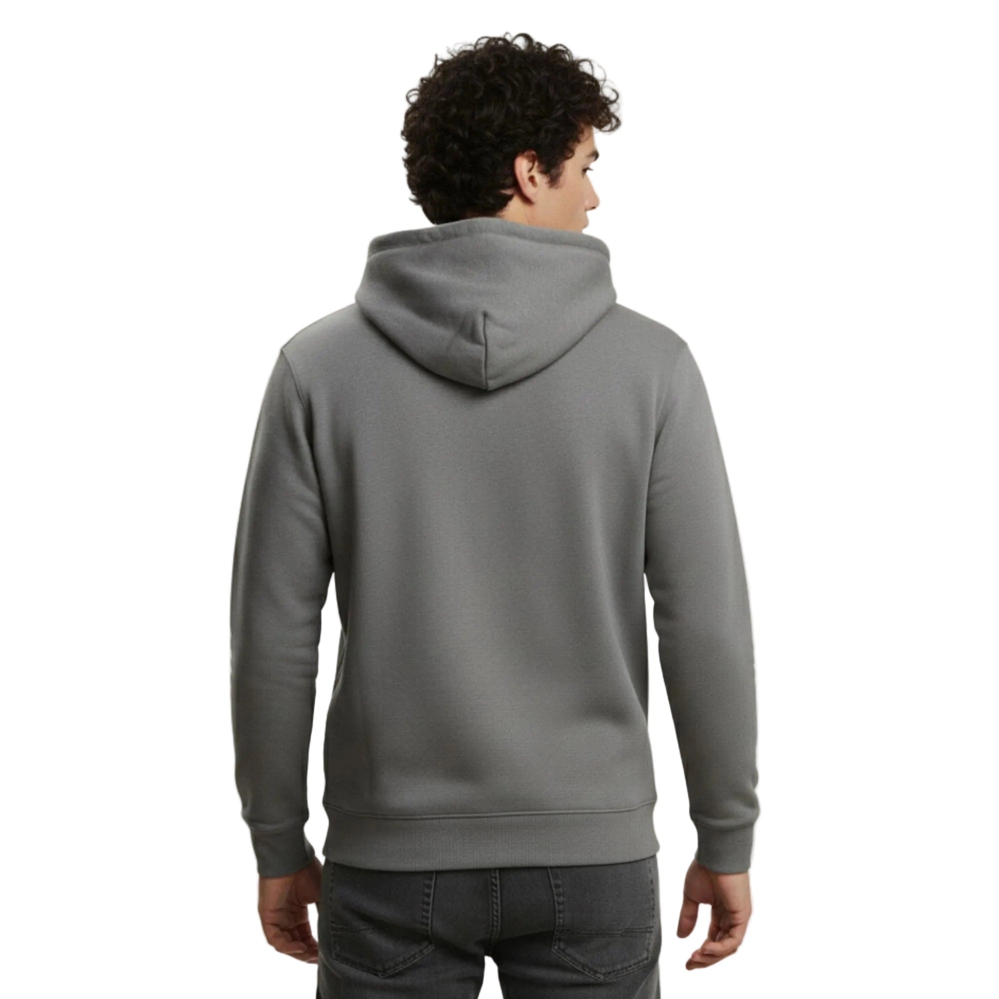 Erkek Gri Kontrast Kapüşonlu Çift Bağcıklı Regular Fit Sweatshirt - 2