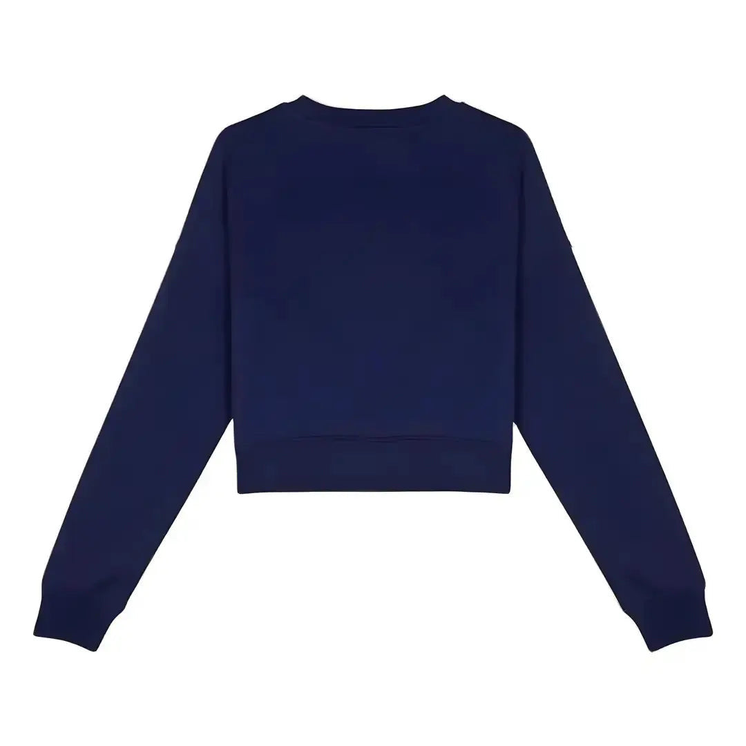 Kadın Lacivert Solar Nakış Detaylı Crop Regular Fit Sweatshirt - 7
