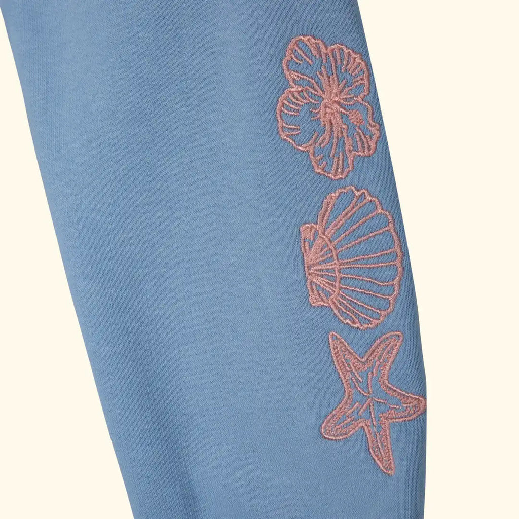Kadın Bebe Mavi Reef Deniz Nakışlı Crop Regular Fit Sweatshirt - 7
