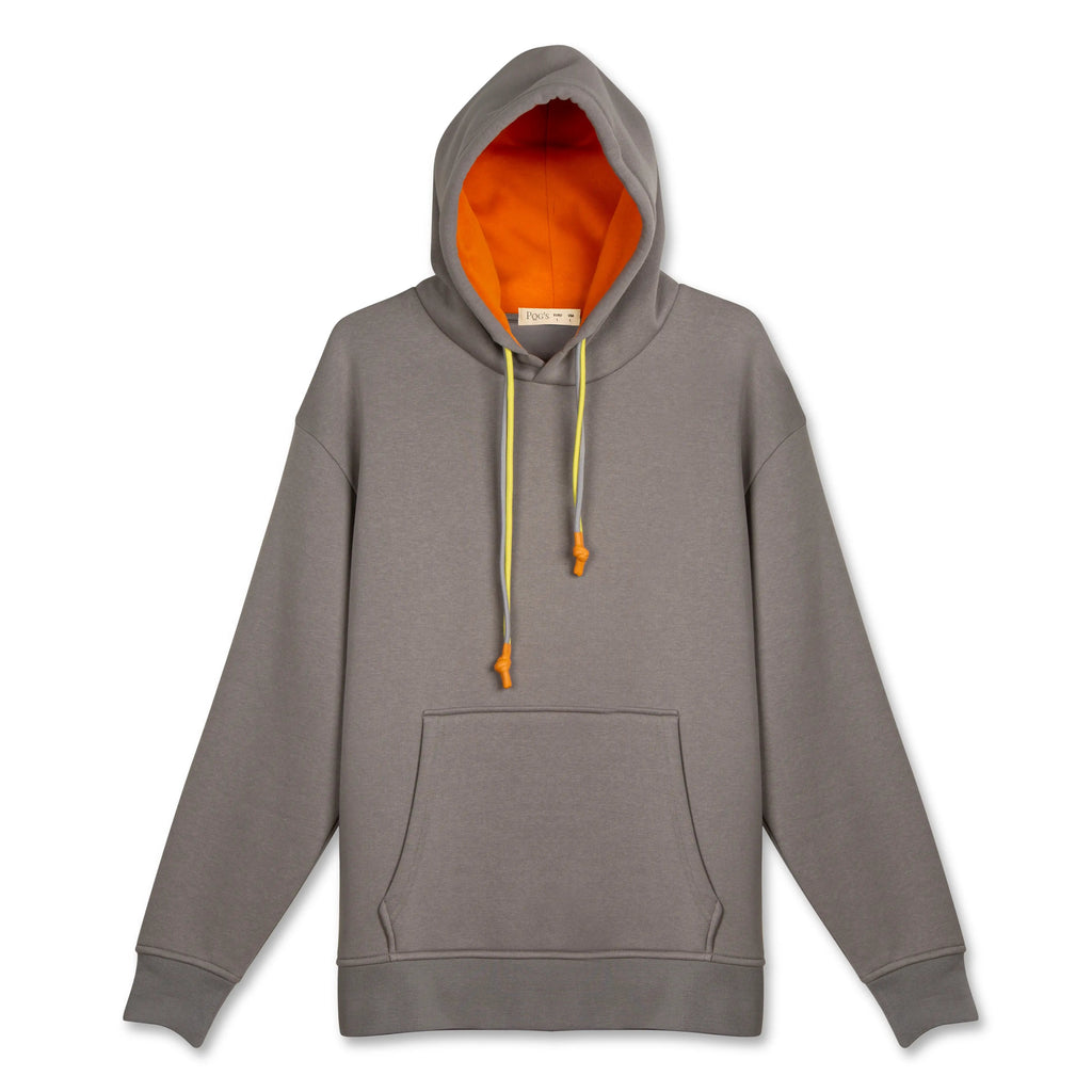 Erkek Gri Kontrast Kapüşonlu Çift Bağcıklı Regular Fit Sweatshirt - 3