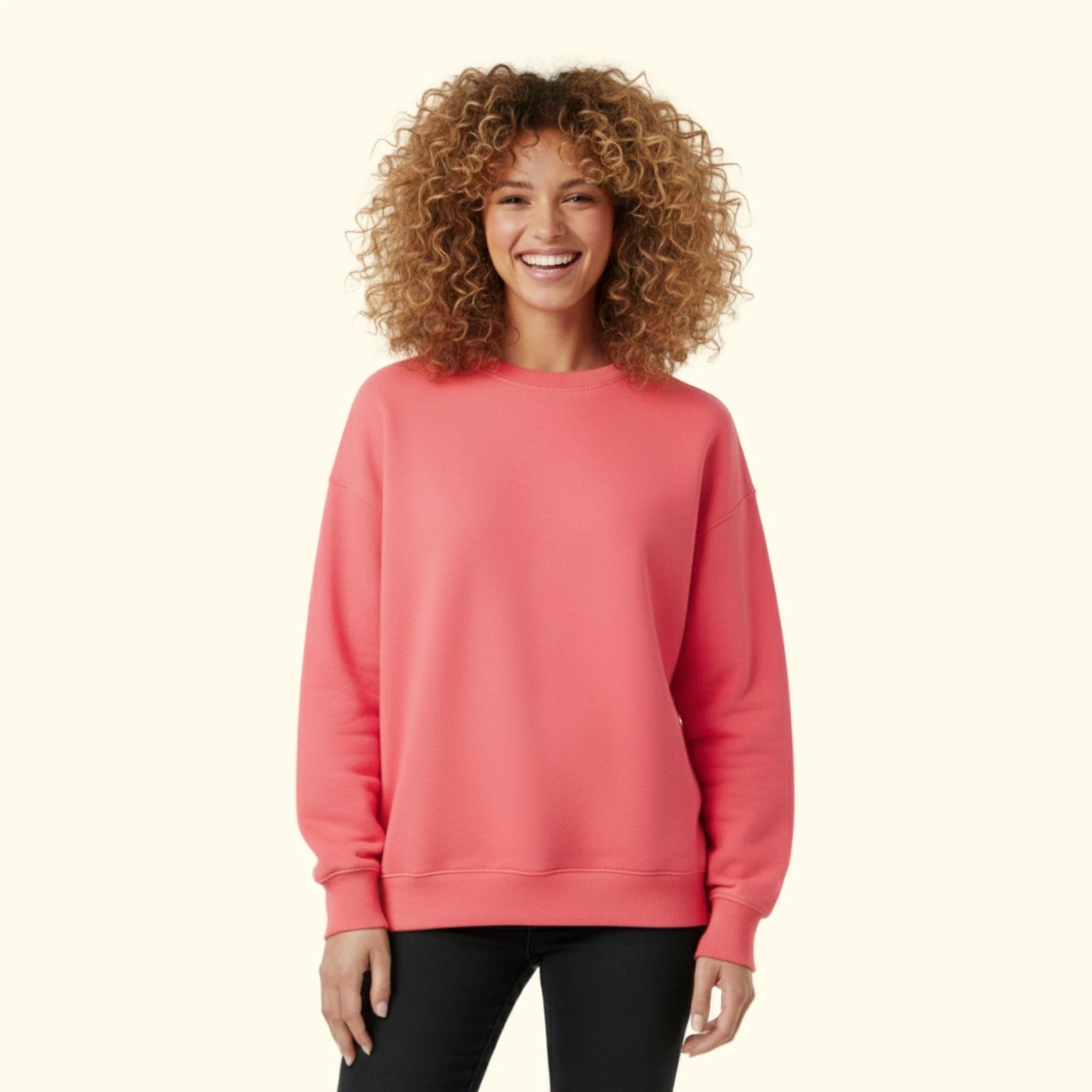 Kadın Pembe Oversize Salaş Basic Sweatshirt