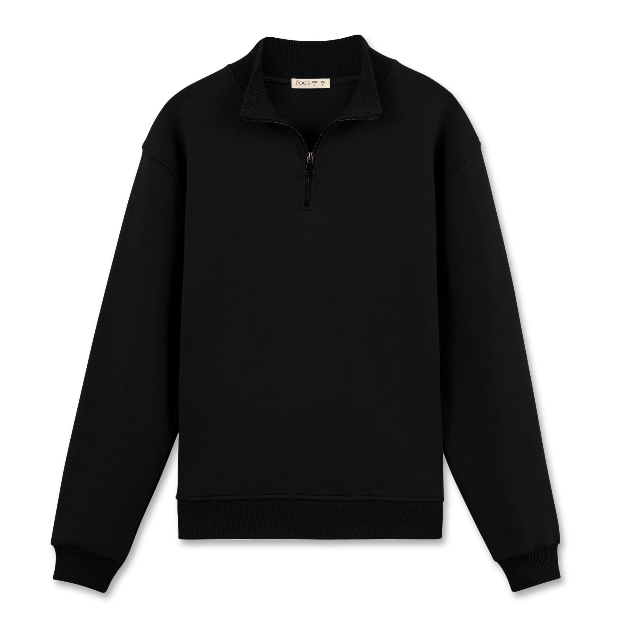 Erkek Siyah Yarım Fermuarlı Yakalı Rahat Kalıp Sweatshirt - 9