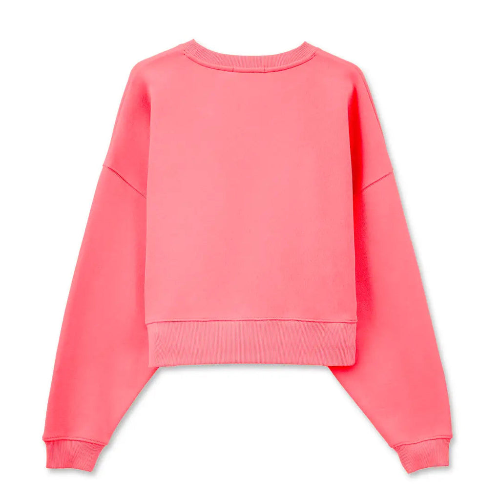 Kadın Pembe Strong Nakış Detaylı Crop Oversize Sweatshirt - 6