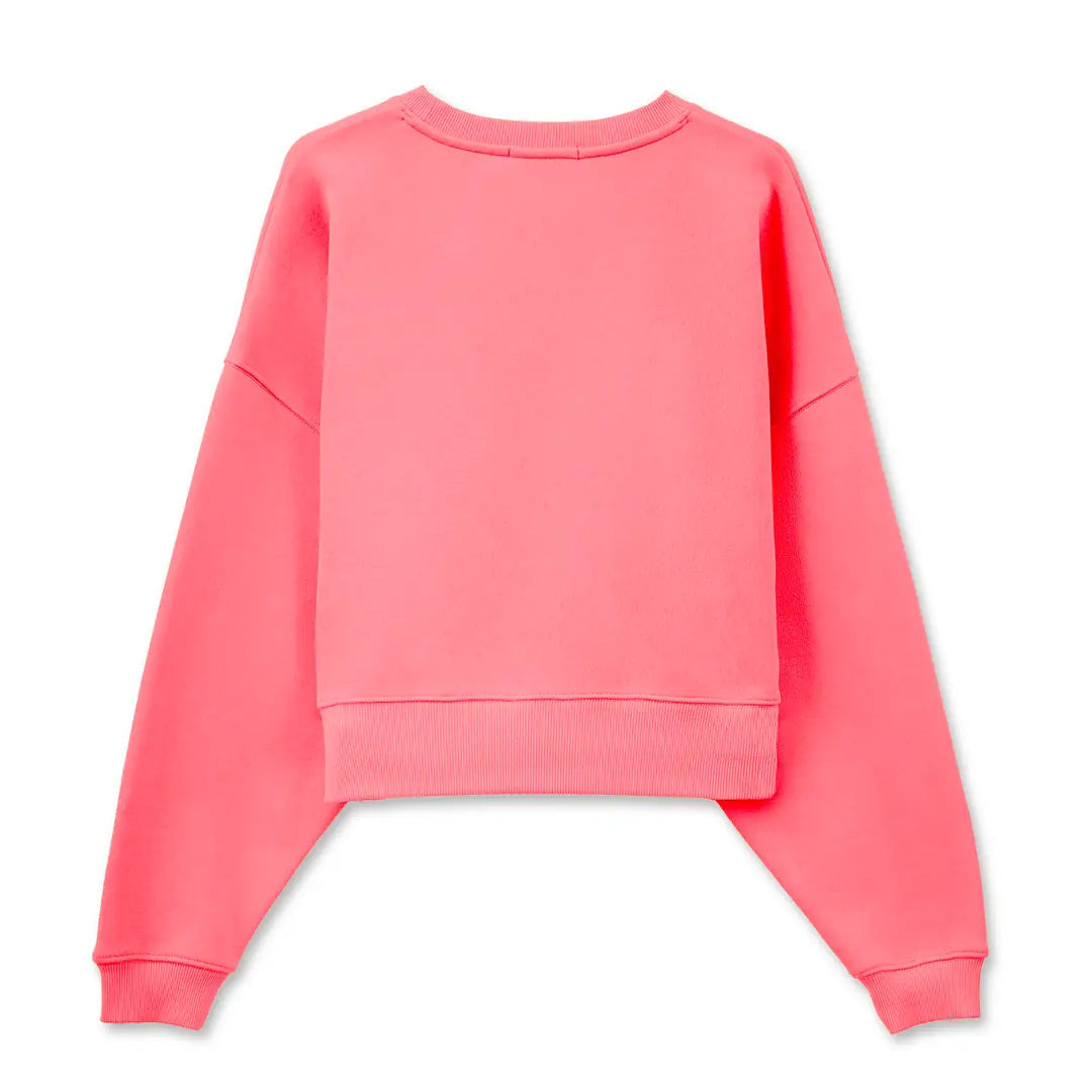 Kadın Pembe Strong Nakış Detaylı Crop Oversize Sweatshirt - 6