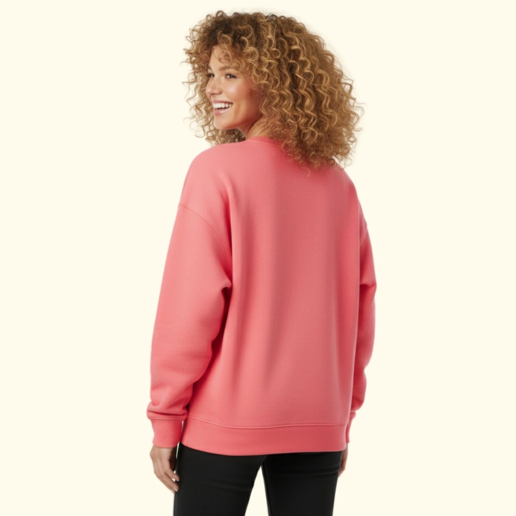 Kadın Pembe Oversize Salaş Basic Sweatshirt - 2
