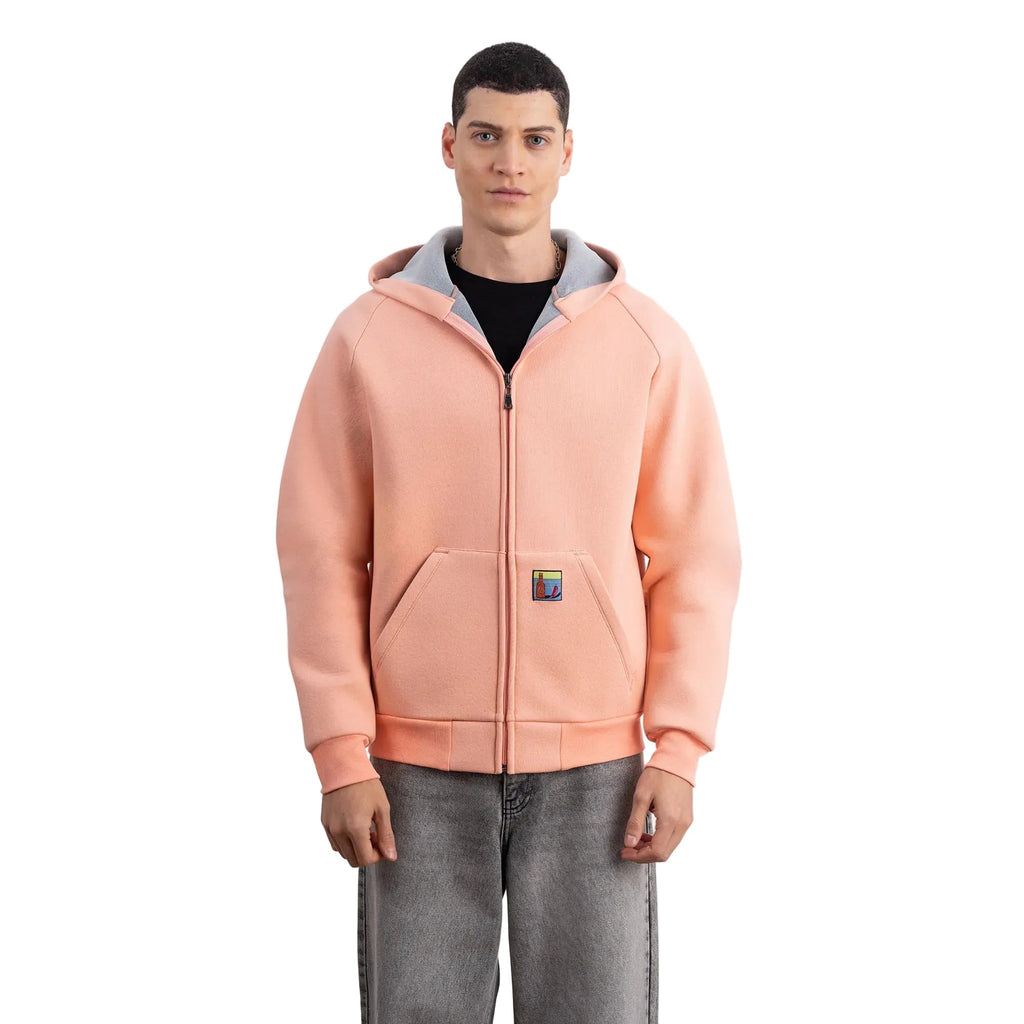 Erkek Yavruağzı Su İtici Kapüşonlu Flok Sweatshirt Ceket - 2