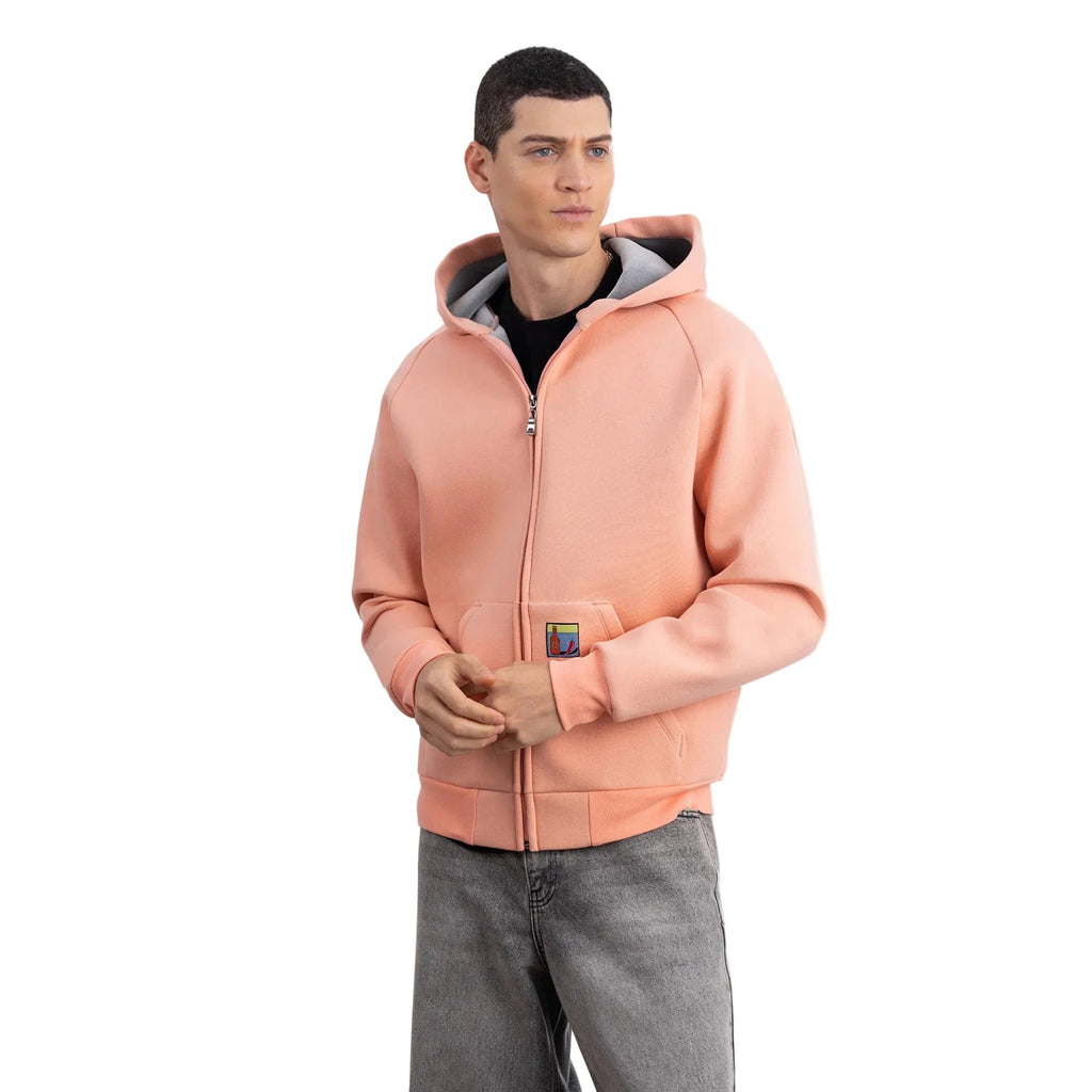 Erkek Yavruağzı Su İtici Kapüşonlu Flok Sweatshirt Ceket - 3