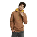 Erkek Camel Kontrast Kapüşonlu Çift Bağcıklı Regular Fit Sweatshirt