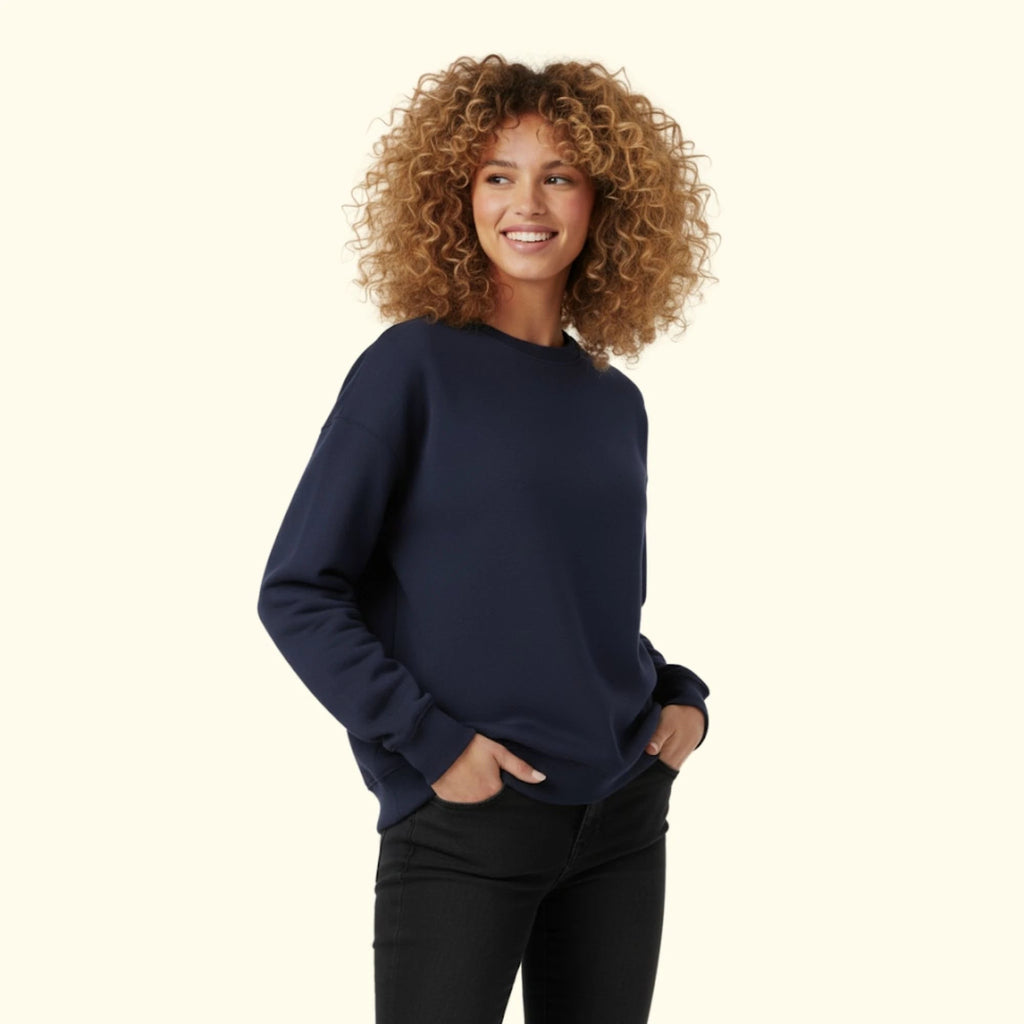 Kadın Lacivert Oversize Salaş Basic Sweatshirt