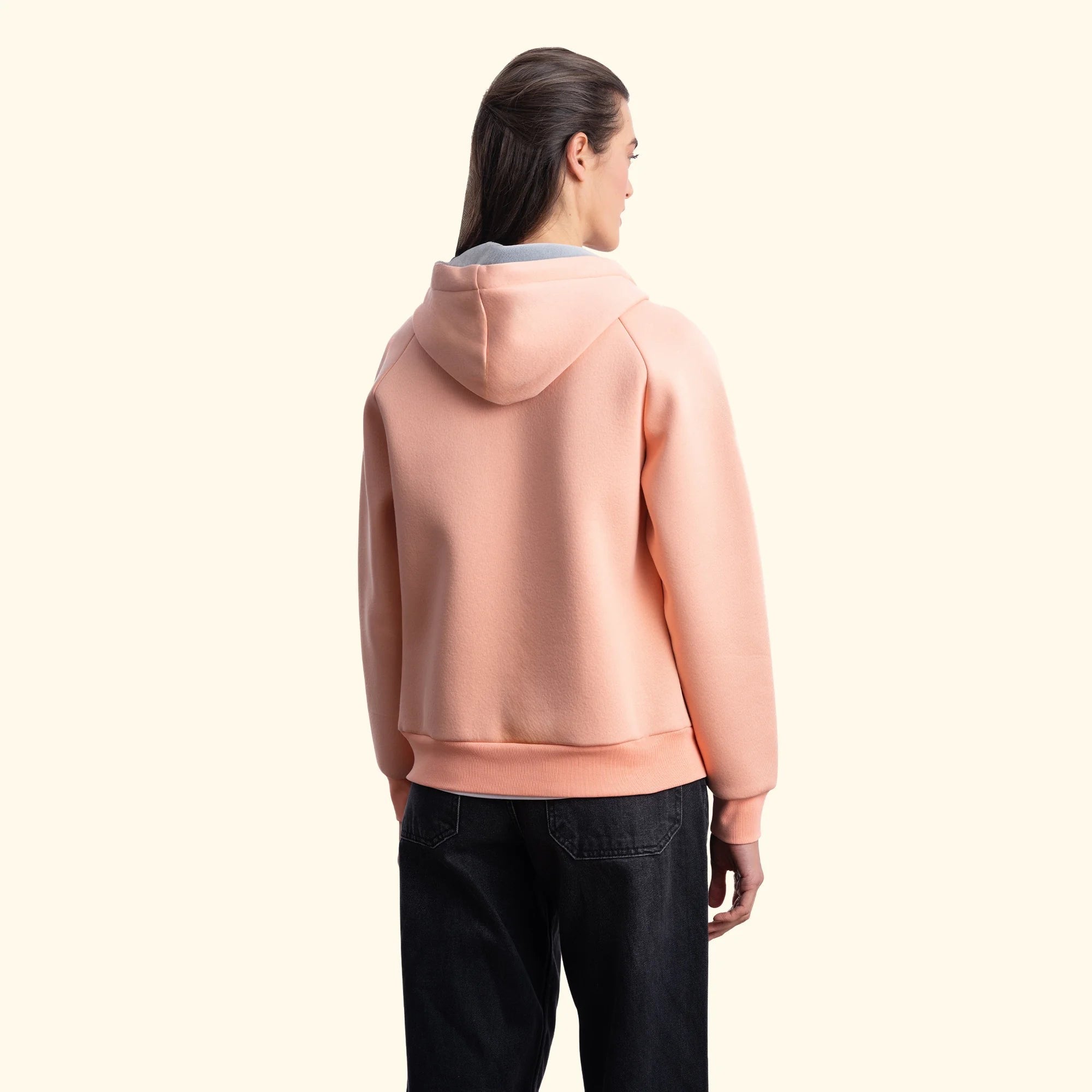 Kadın Yavruağzı Su İtici Flok Kapüşonlu Sweatshirt Ceket - 5