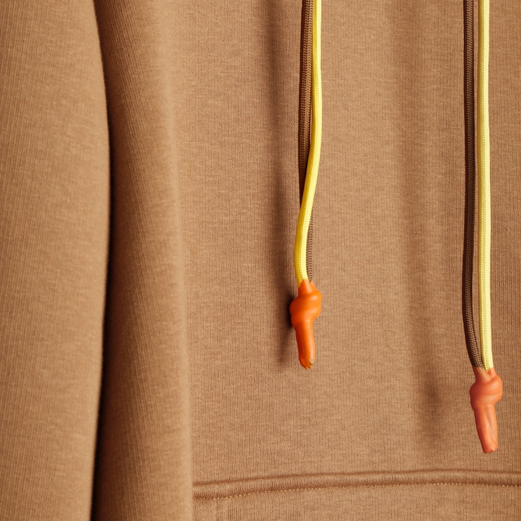 Erkek Camel Kontrast Kapüşonlu Çift Bağcıklı Regular Fit Sweatshirt - 4